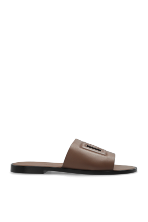 【BOTTEGA VENETA】LEATHER SLIDES Bottega Veneta Men's Black Douglas Intrecciato Leather